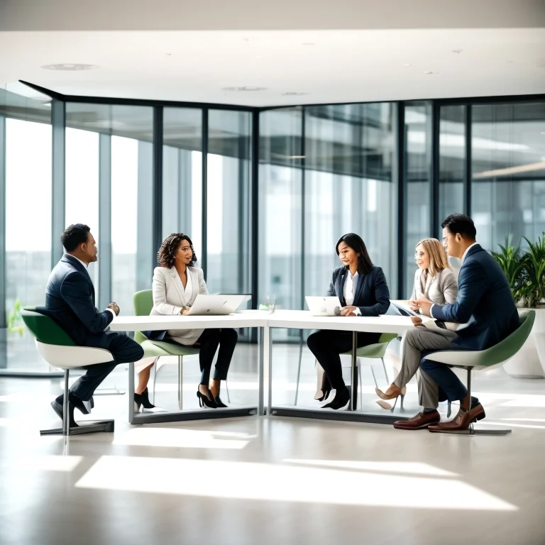 Leaders collaborating around a table workshop